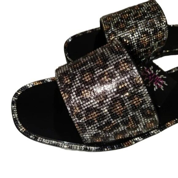 Olivia Miller Leopard Print Rhinestone Slides - Picture 3 of 5